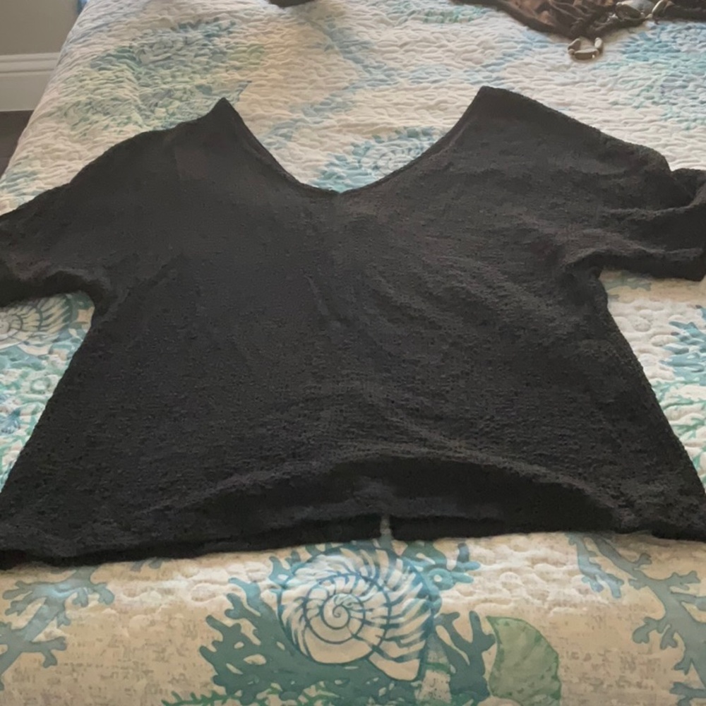 Chic Black Textured Women's Blouse